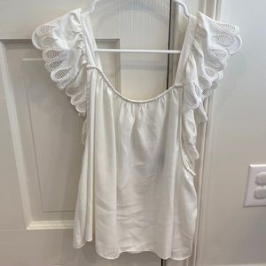 White flutter sleeve top